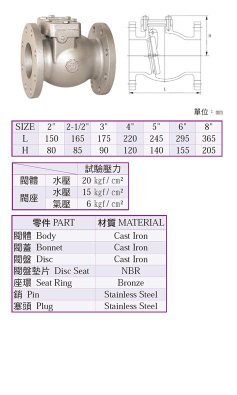 橫式逆止閥構造